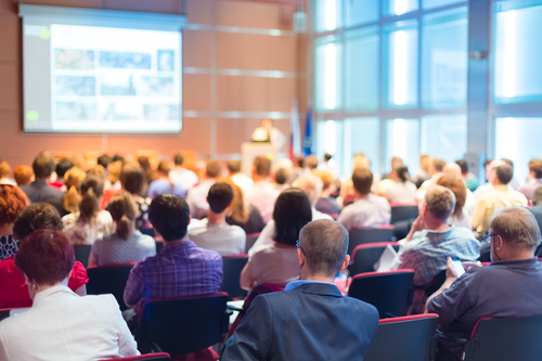 Business Conference and Presentation. Audience at the conference hall.