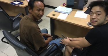 See SWNS story SWHOME; A homeless man who handed in a designer wallet full of cash was rewarded with a JOB and a new FLAT to live in. Good-hearted Woralop (corr), 45, had just nine baht (0.20p) to his name when he spotted the Hermes wallet with 20,000baht (£440gbp) and credit cards on the street earlier this month. Despite having barely eaten, he trudged to the local police station and gave police the expensive brown leather wallet with all the money still inside. Owner Niity Pongkriangyos, 30, was so thrilled when cops tracked him down that he offered destitute Woralop, who has no surname, a job at his metalwork factory in Bangkok, Thailand.