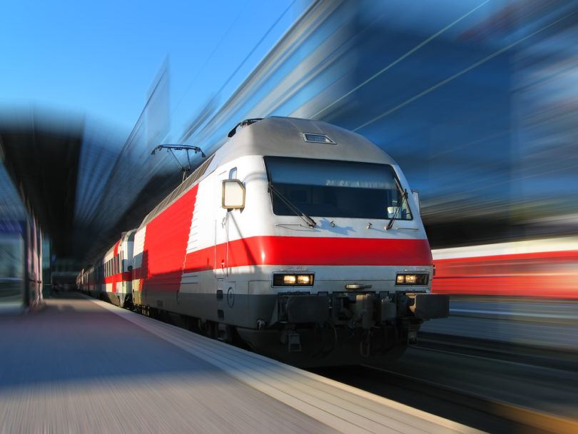 High-speed train in motion