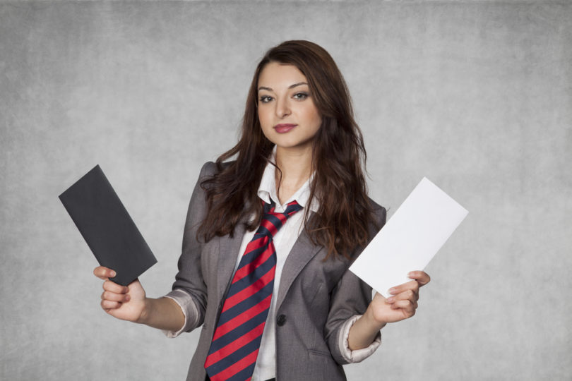 Portrait of a business woman with bribery