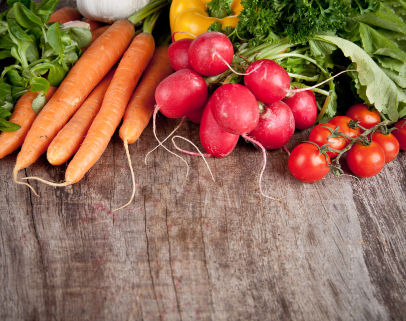 Fresh vegetable on wooden table