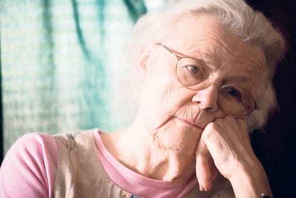 Close-up of senior woman in contemplation